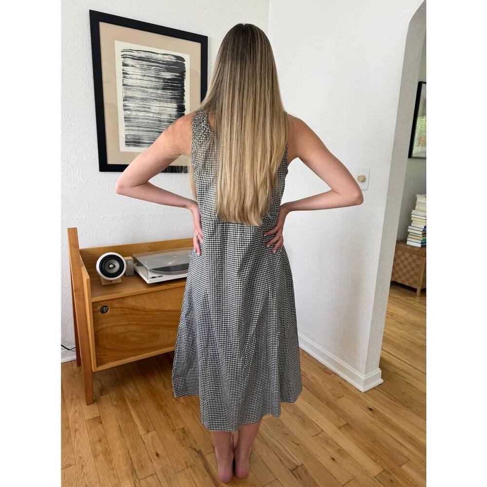 NEW THINGS BETWEEN giselle gingham buttoned tank midi dress in black - Picture 2 of 6